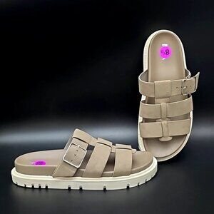 Mia Geni Open Toe Brown Platform Slide Sandals Women's Size 8.5